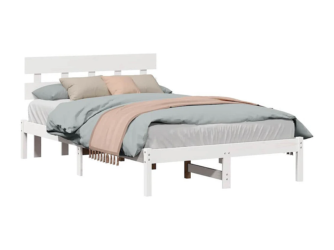 Struttura letto bianca 120 x 190 cm Legno massello di pino