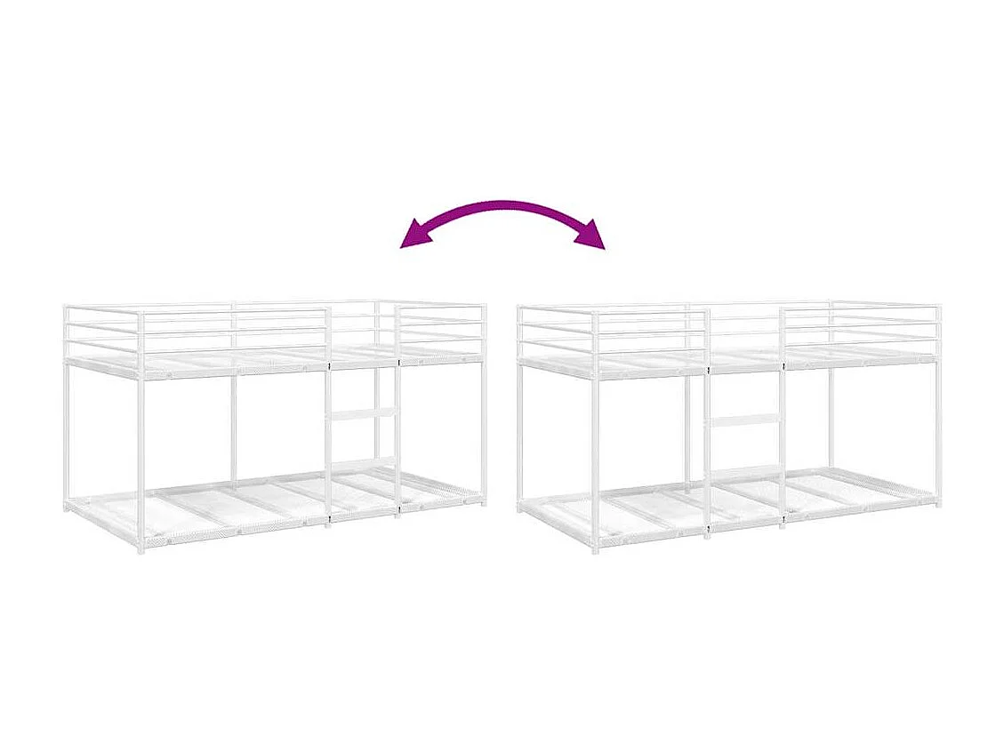 Lit superposé sans matelas blanc 90x190 cm acier