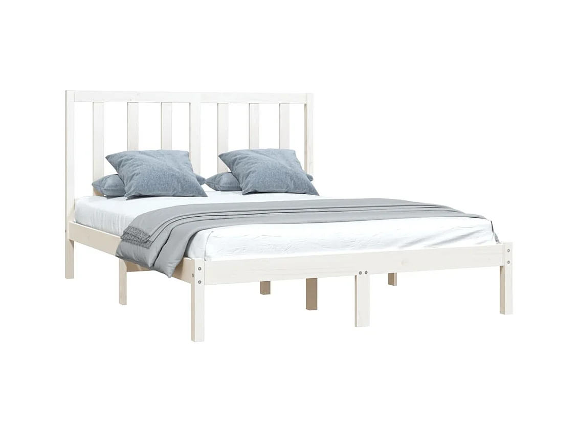 Bedframe zonder matras wit massief grenenhout 140x200 cm