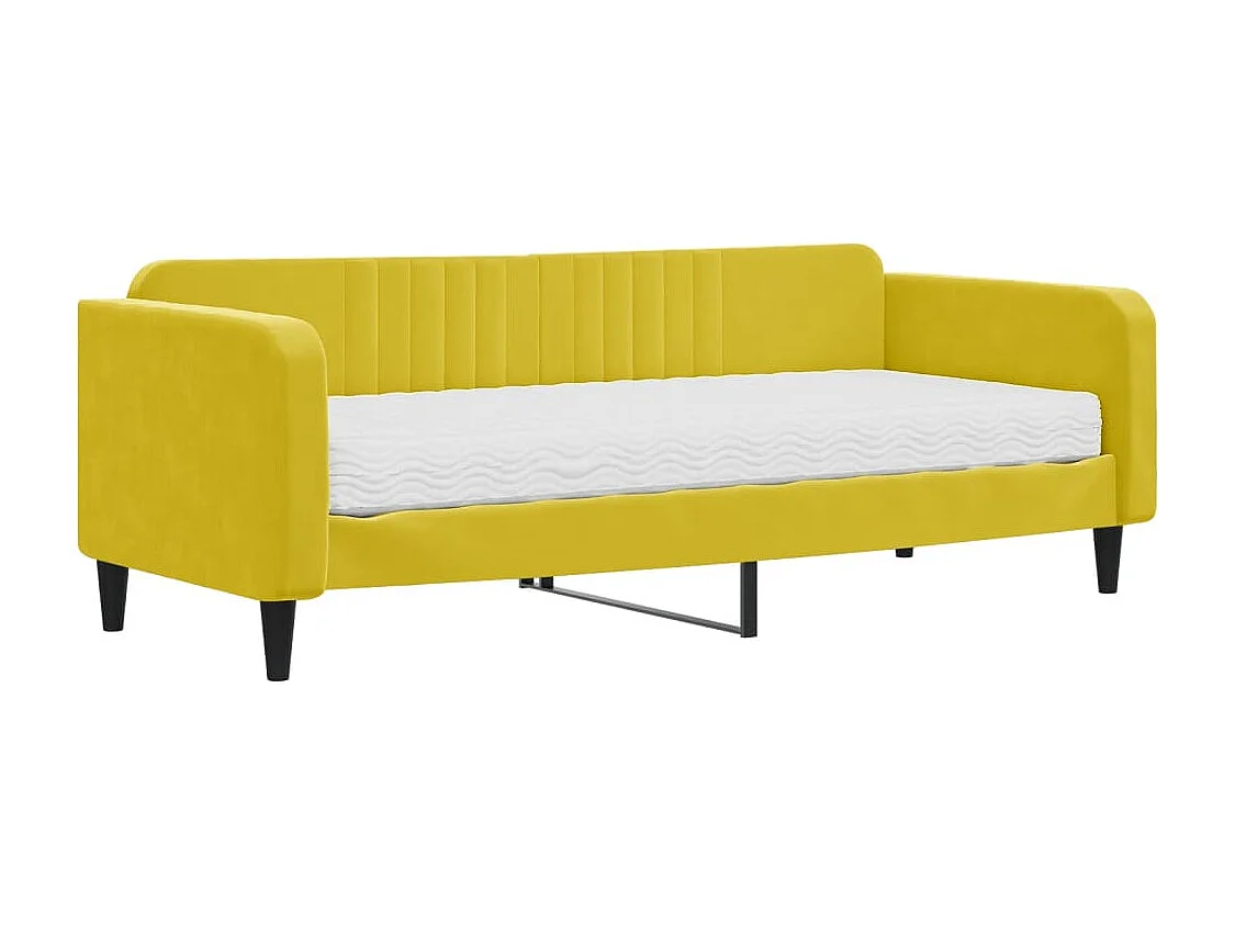 Lit de jour avec matelas jaune 90x200 cm velours