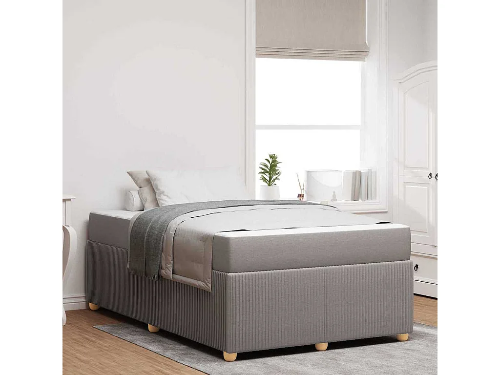 Estructura de cama con colchón con colchón tela Taupe 120 x 200 cm