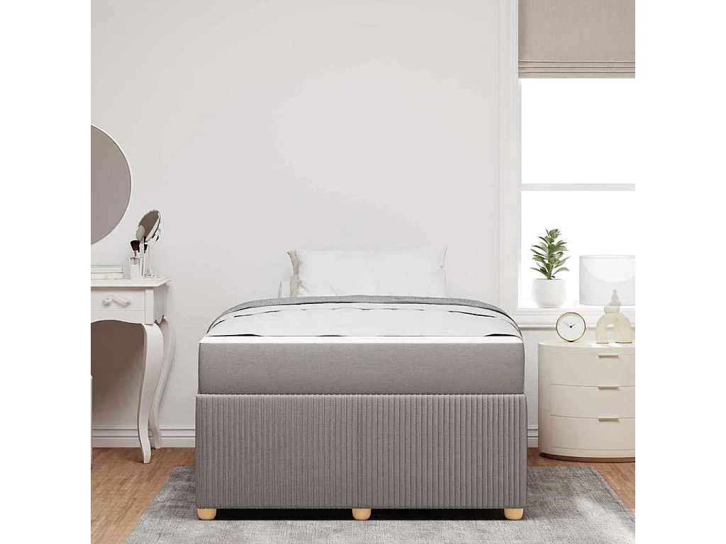 Estructura de cama con colchón con colchón tela Taupe 120 x 200 cm