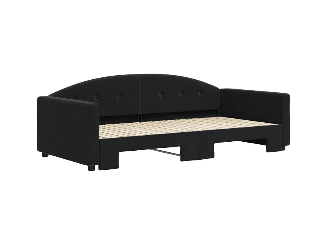 Lit de jour avec gigogne sans matelas noir 100x200 cm