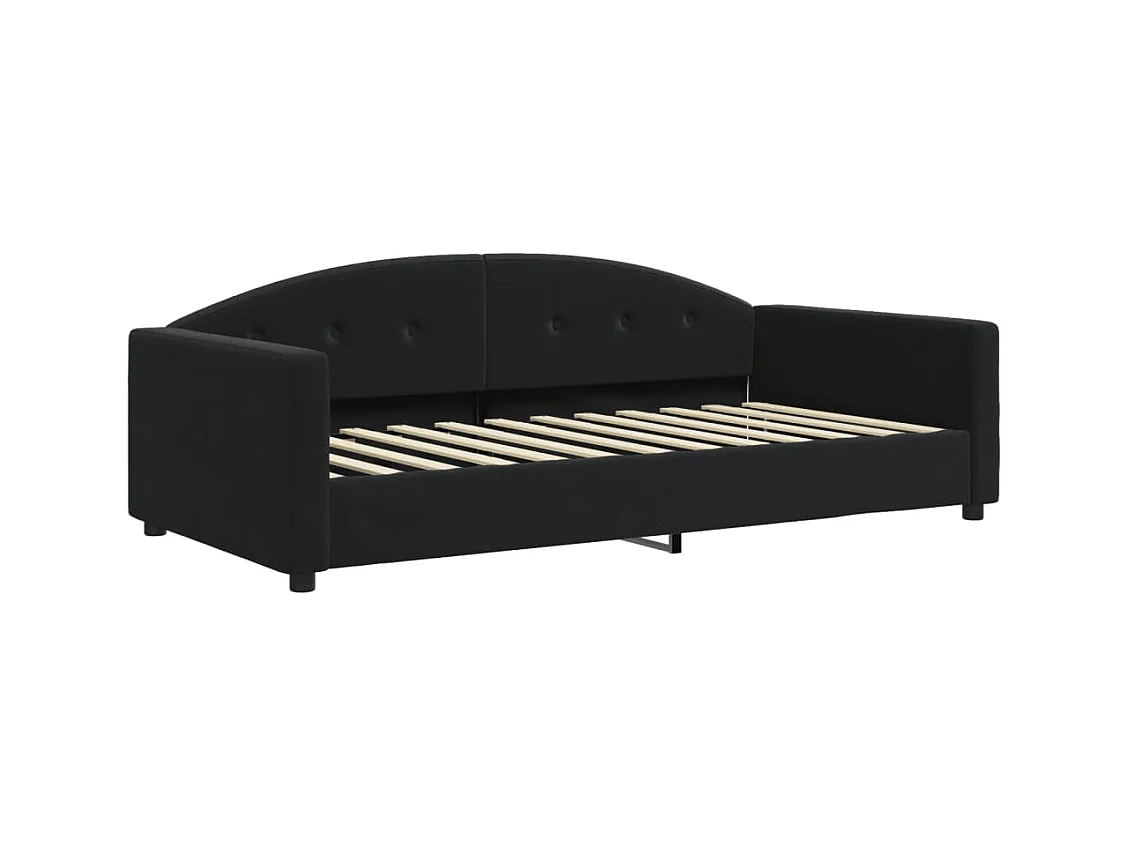 Lit de jour avec gigogne sans matelas noir 100x200 cm