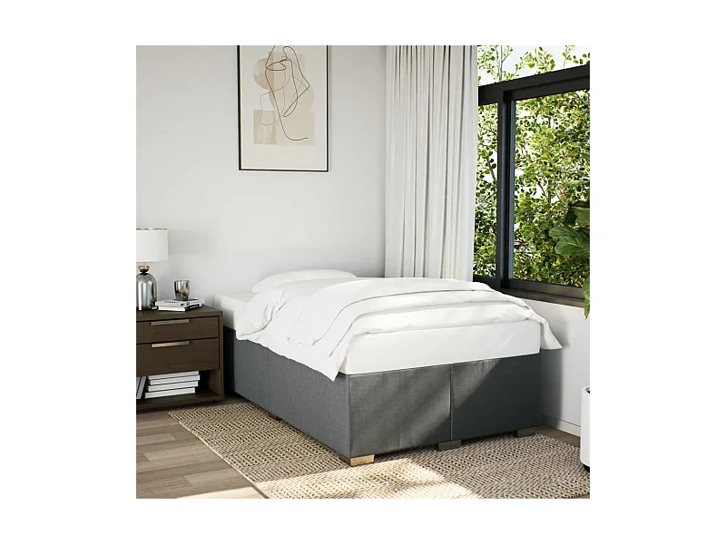 Bedframe zonder matras donkergrijs 120x200 cm stof