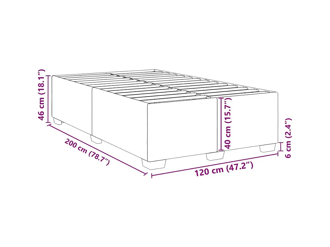 Bedframe zonder matras donkergrijs 120x200 cm stof
