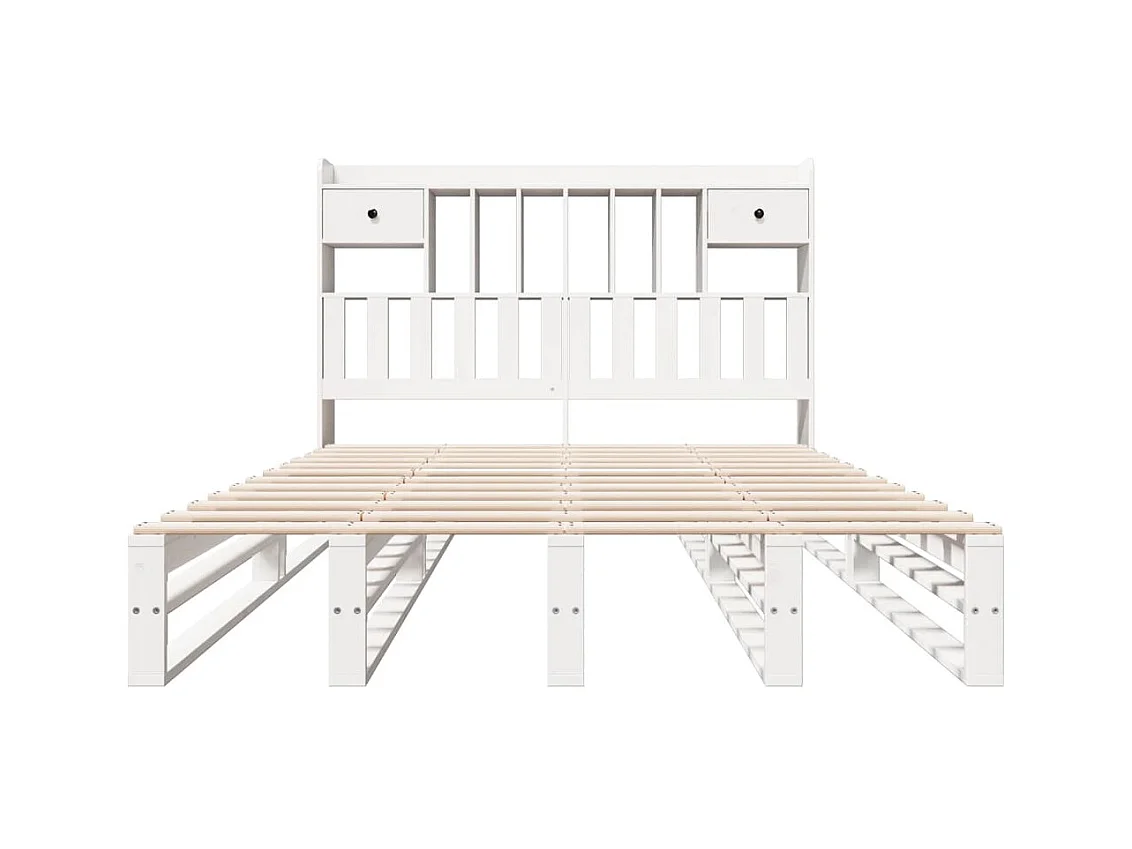 Cama biblioteca sin colchón blanca 140x190 cm madera maciza de pino