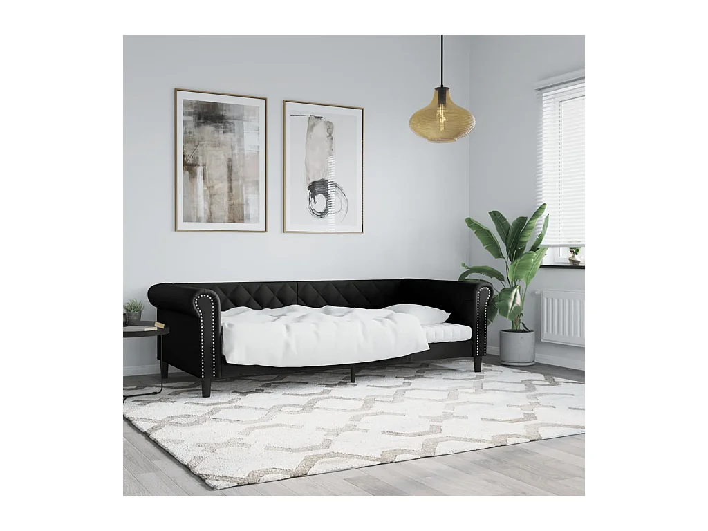Lit de jour sans matelas noir 90x190 cm similicuir