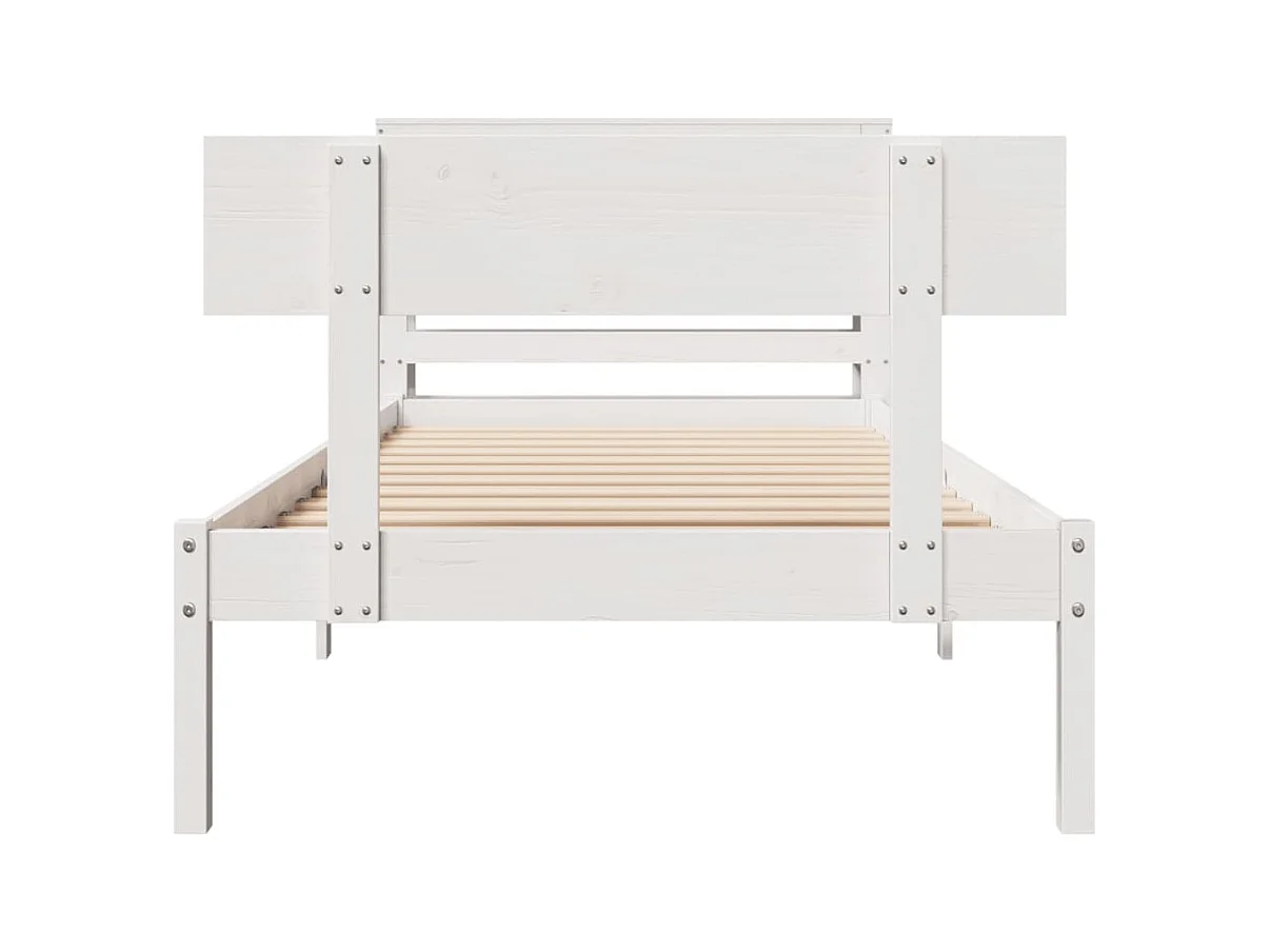 Estructura de cama sin colchón blanca 75x190 cm madera maciza de pino