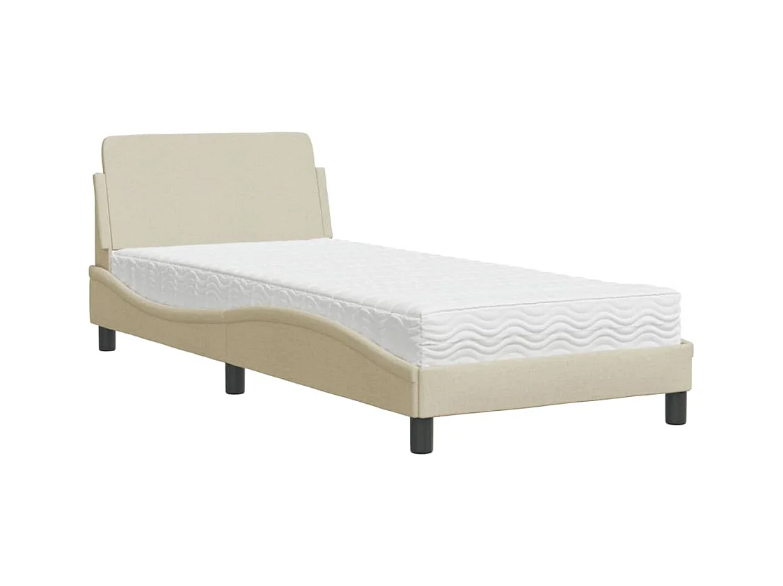 Bed met crèmekleurige matrasstof 90x200 cm