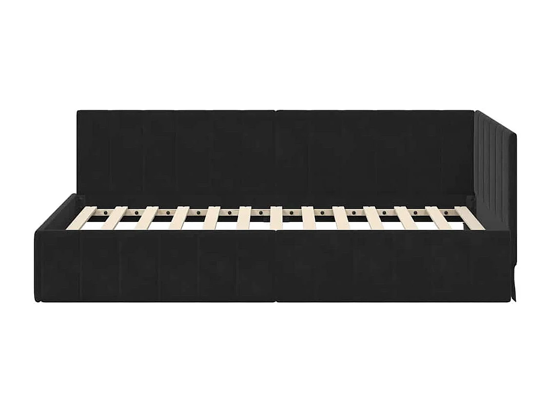 Hoekbedframe met hoofdbord Zwart 90 x 190 cm Fluweel