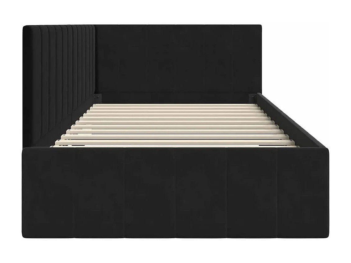 Hoekbedframe met hoofdbord Zwart 90 x 190 cm Fluweel