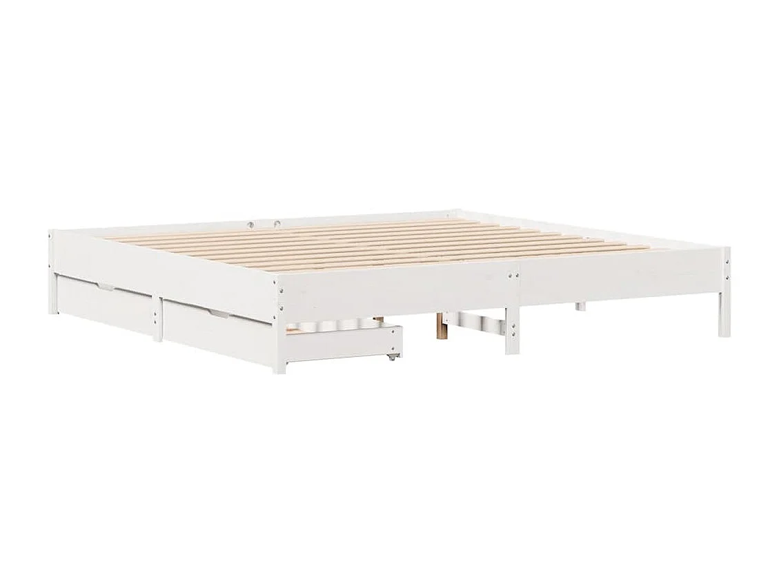 Struttura letto senza materasso bianco 200x200 cm in legno massello di pino