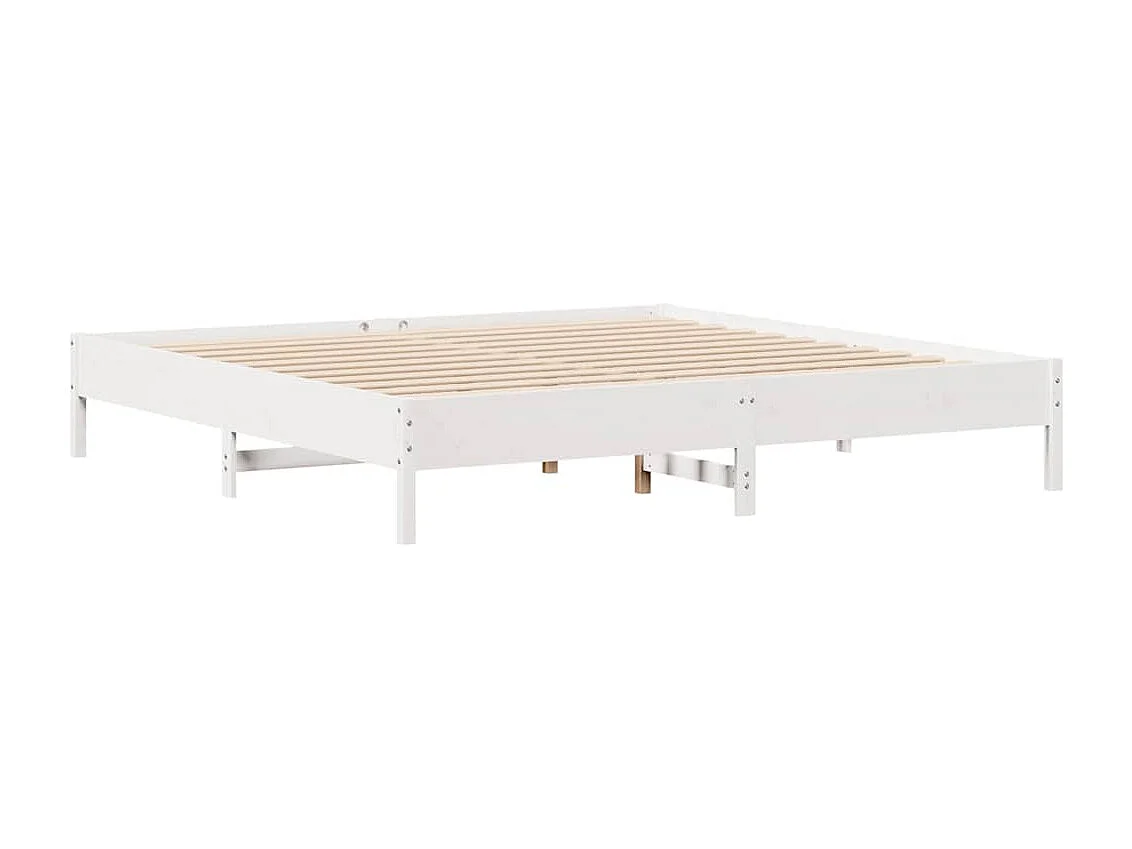 Struttura letto senza materasso bianco 200x200 cm in legno massello di pino