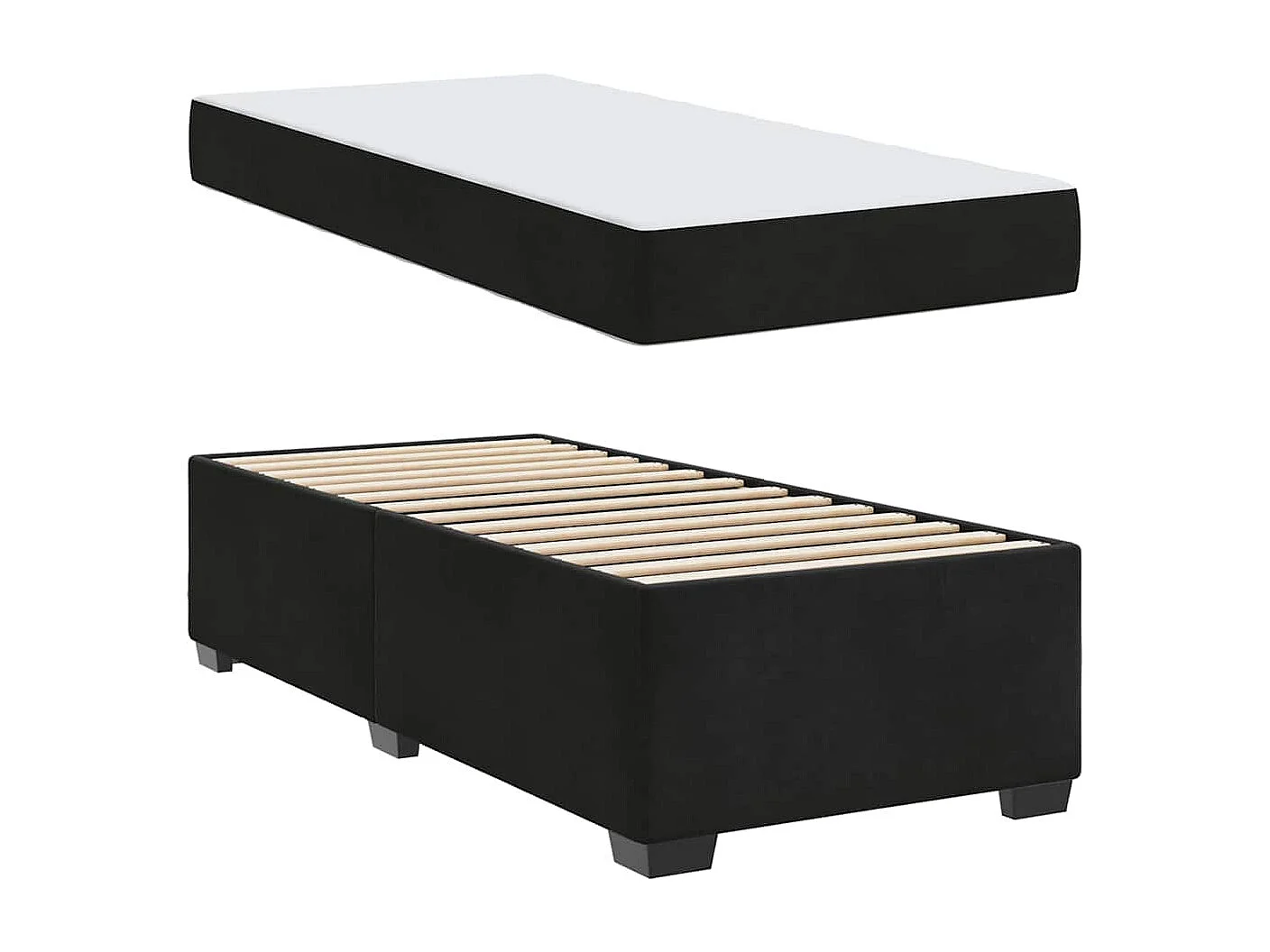 Estructura de cama con colchón con colchón Negro 90 x 200 cm Terciopelo