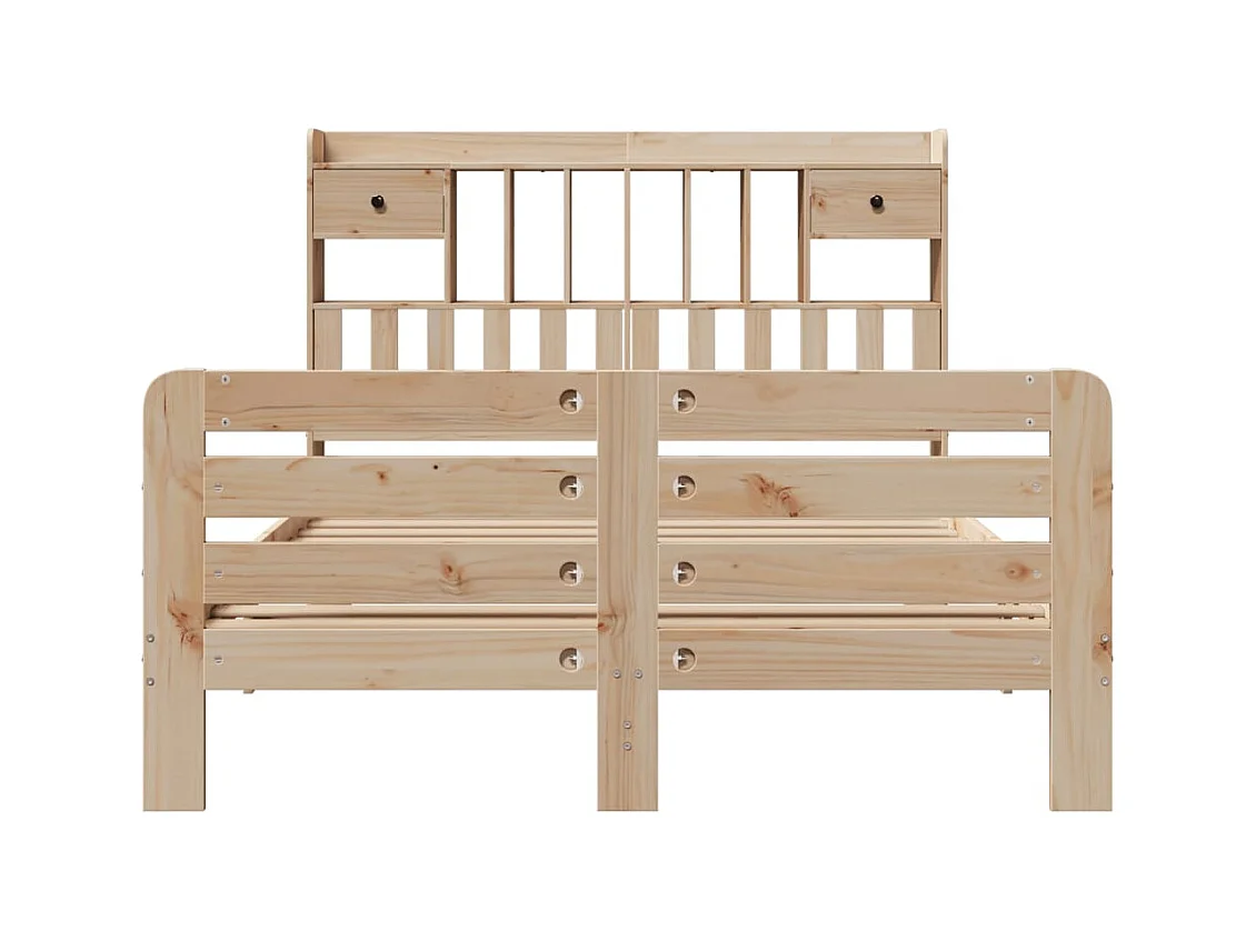 Lit bibliothèque sans matelas 140x200 cm bois massif de pin