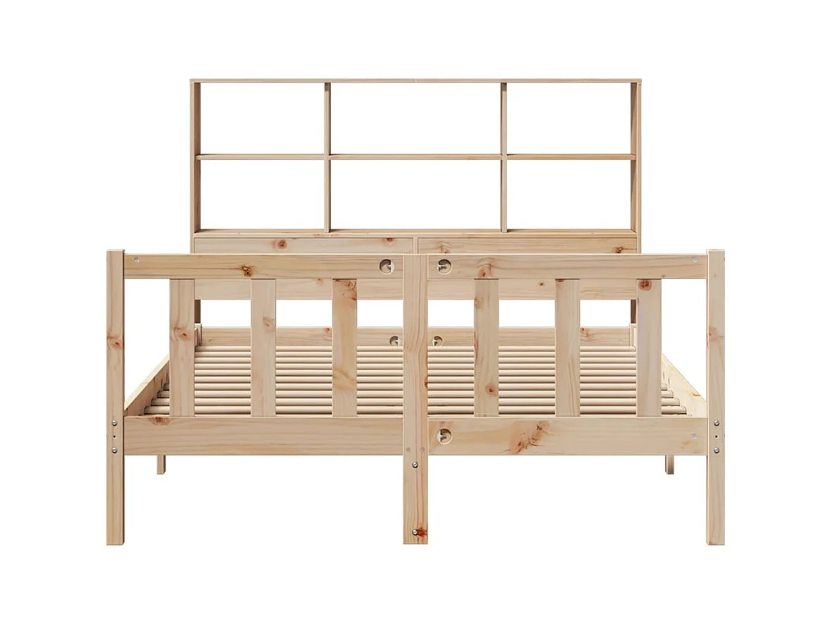 Lit bibliothèque sans matelas 140x190 cm bois de pin massif