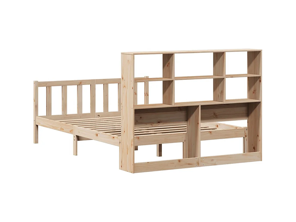 Lit bibliothèque sans matelas 140x190 cm bois de pin massif