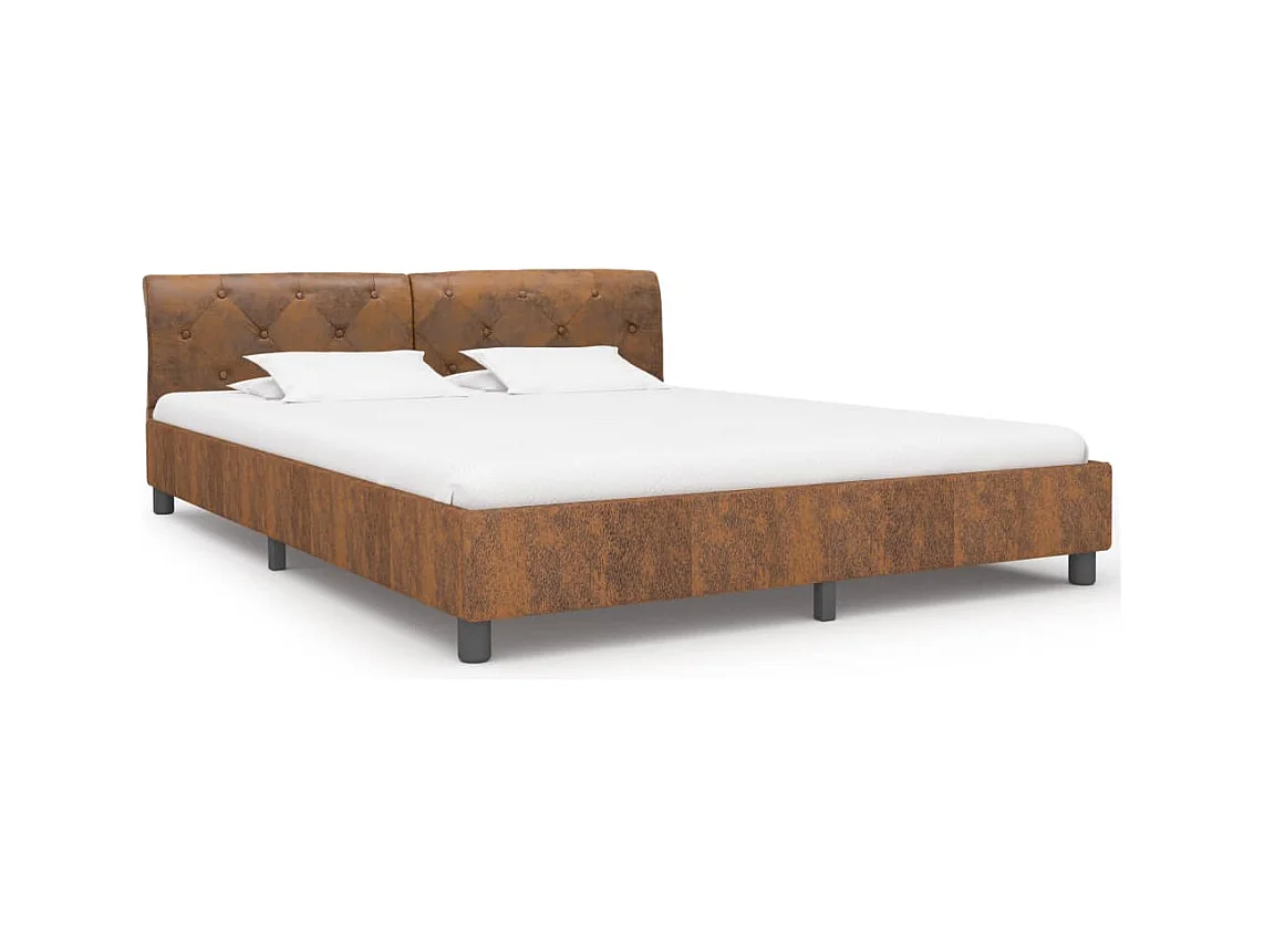 Cadre de lit sans matelas marron similicuir daim 160x200 cm