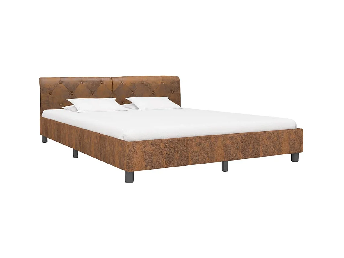 Cadre de lit sans matelas marron similicuir daim 160x200 cm