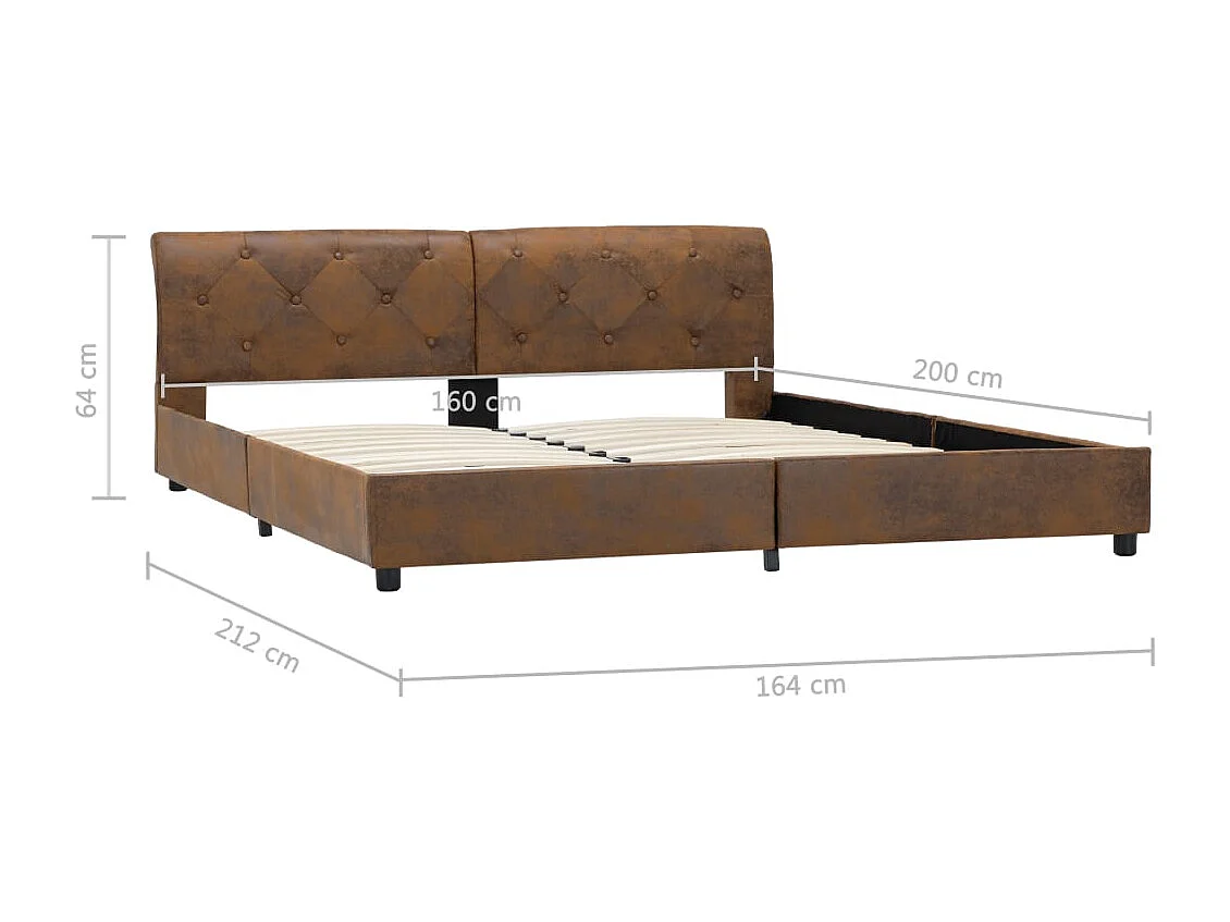 Cadre de lit sans matelas marron similicuir daim 160x200 cm