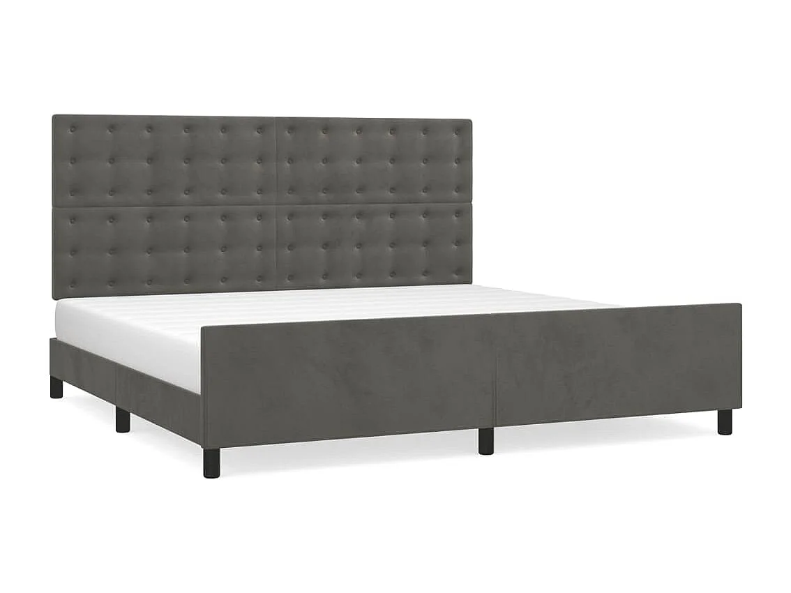 Cadre de lit sans matelas gris foncé 200x200 cm velours