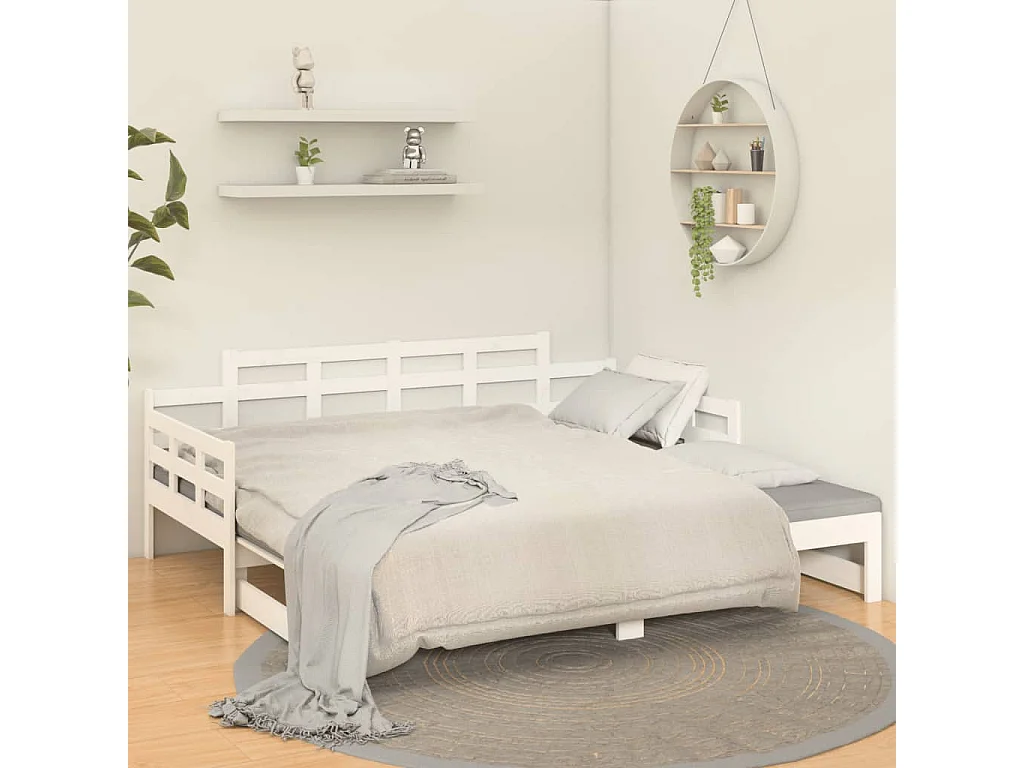 Lit coulissant sans matelas blanc 2x(90x200) cm