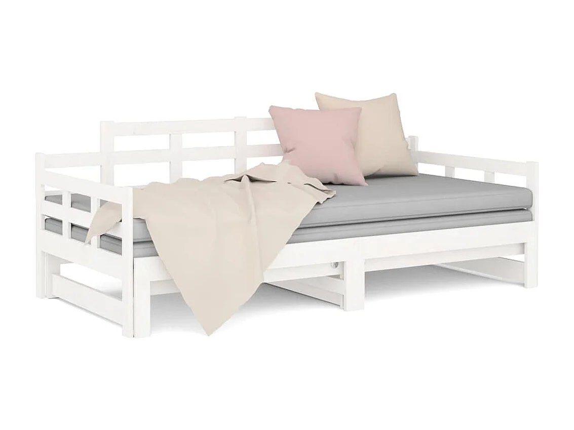 Lit coulissant sans matelas blanc 2x(90x200) cm