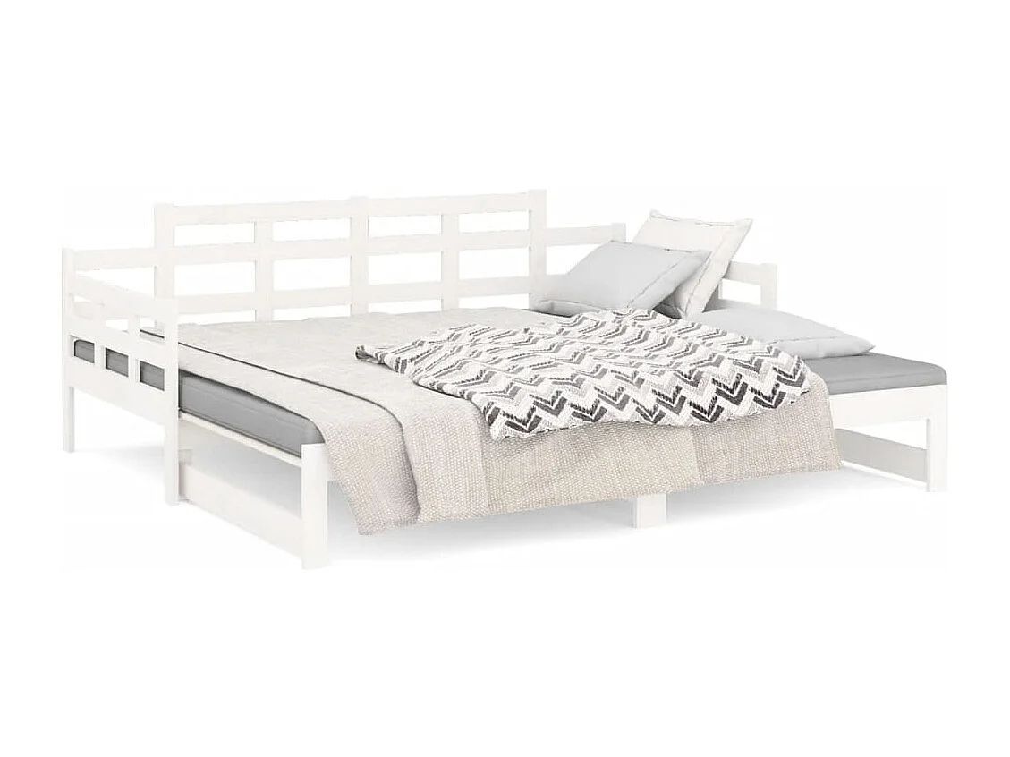 Lit coulissant sans matelas blanc 2x(90x200) cm