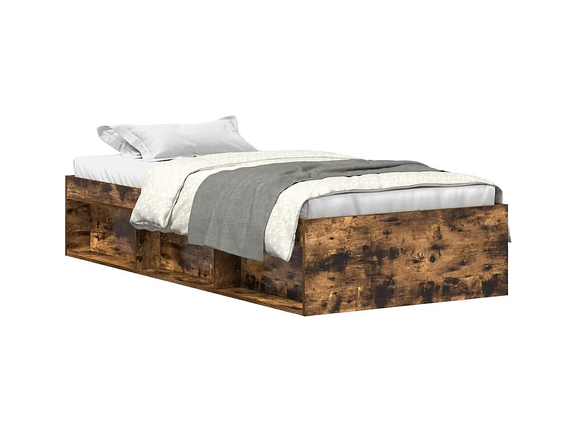 Cadre de lit sans matelas chêne fumé 90x200 cm