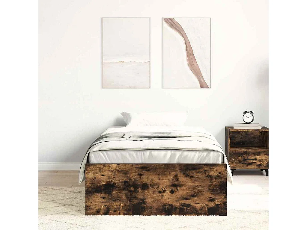 Cadre de lit sans matelas chêne fumé 90x200 cm