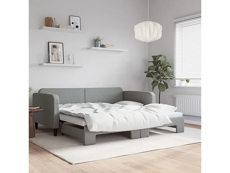 Lit de jour avec gigogne sans matelas gris clair 100x200 cm