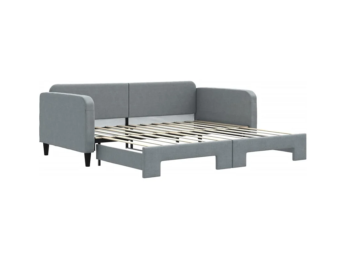 Lit de jour avec gigogne sans matelas gris clair 100x200 cm