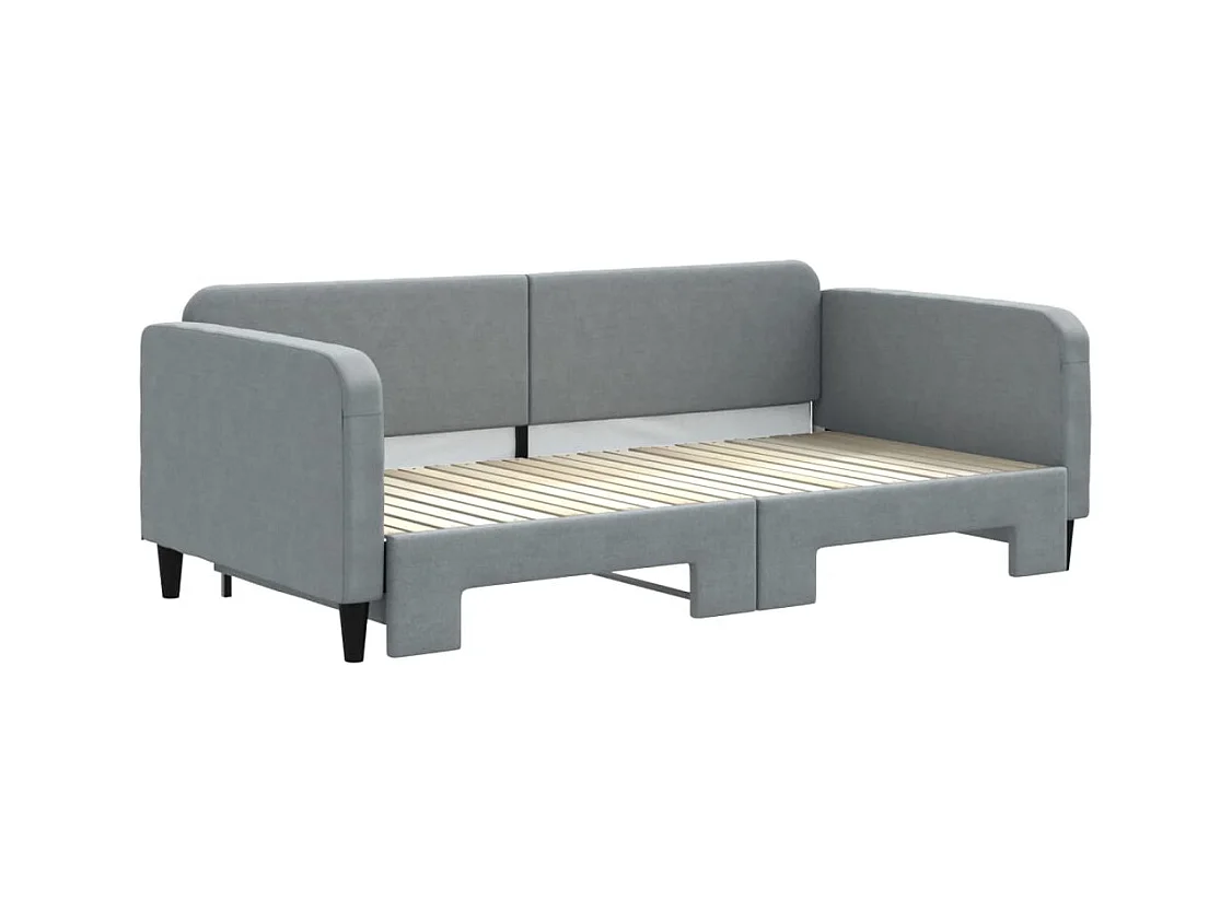 Lit de jour avec gigogne sans matelas gris clair 100x200 cm