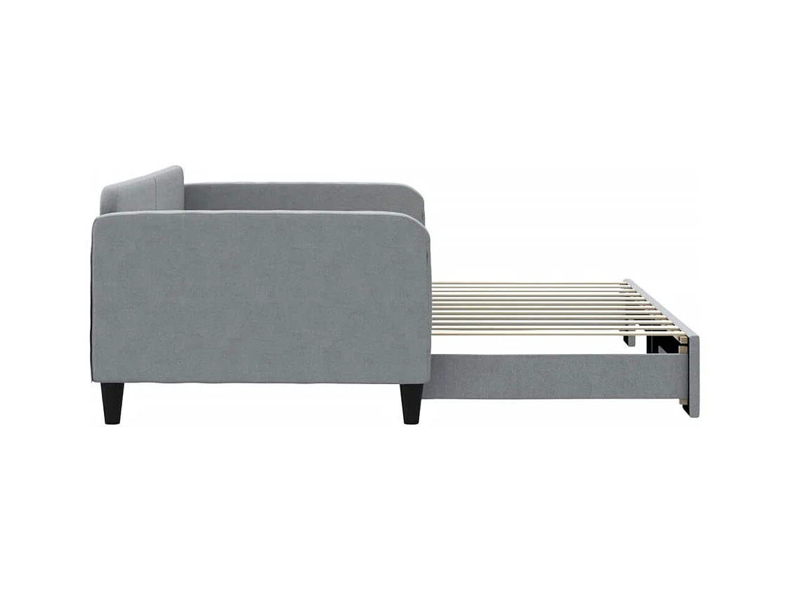 Lit de jour avec gigogne sans matelas gris clair 100x200 cm