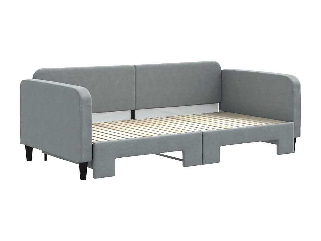 Cama de día con nido sin colchón gris claro 100x200 cm