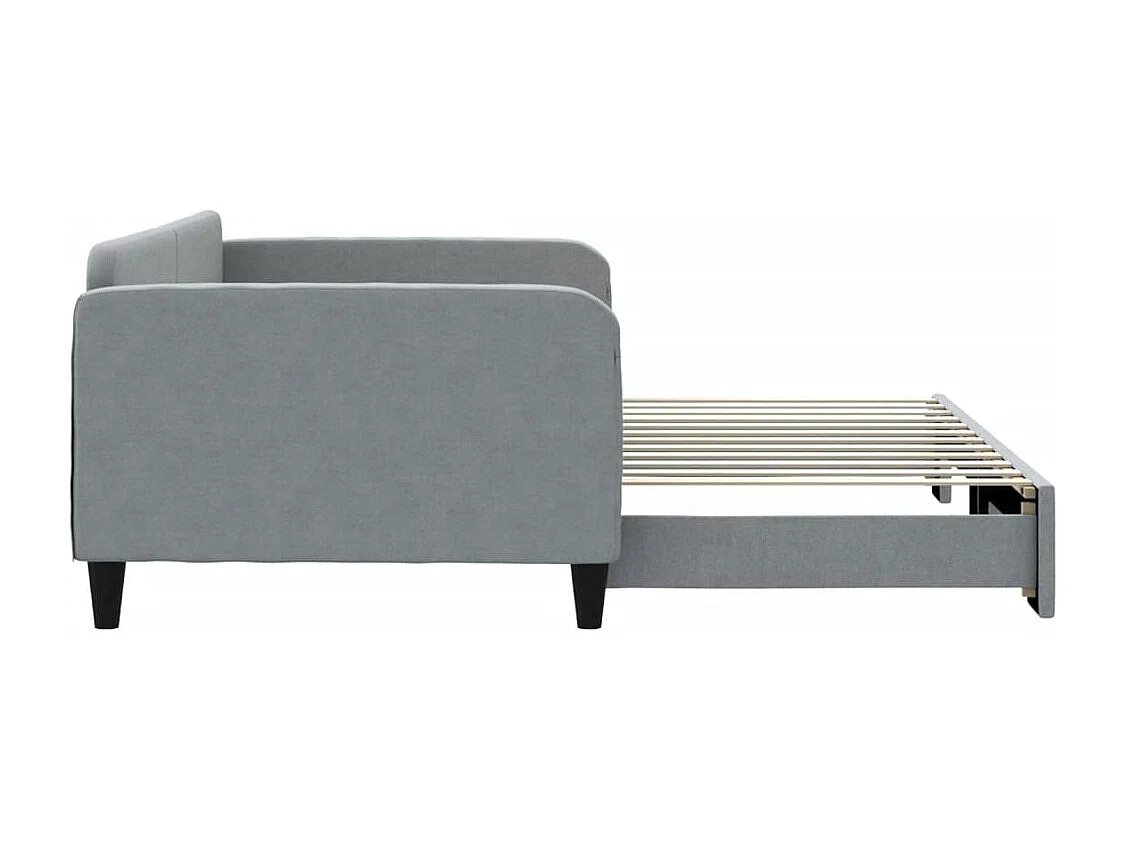 Cama de día con nido sin colchón gris claro 100x200 cm
