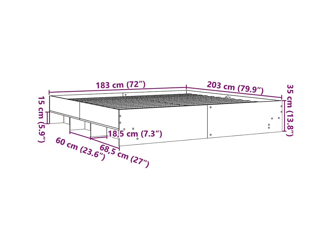 Bedframe zonder matras Sonoma eiken 180x200 cm