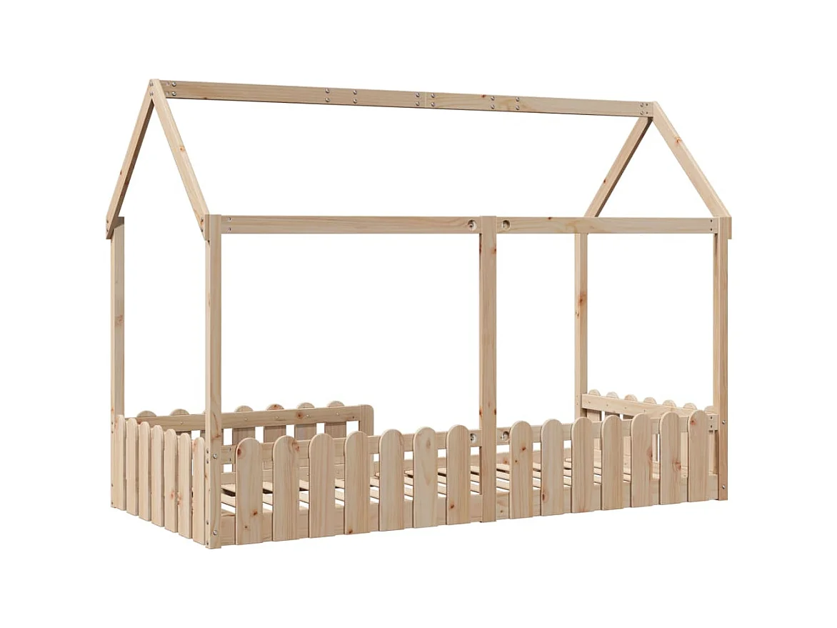Struttura letto per bambini a forma di casa senza materasso in pino massiccio