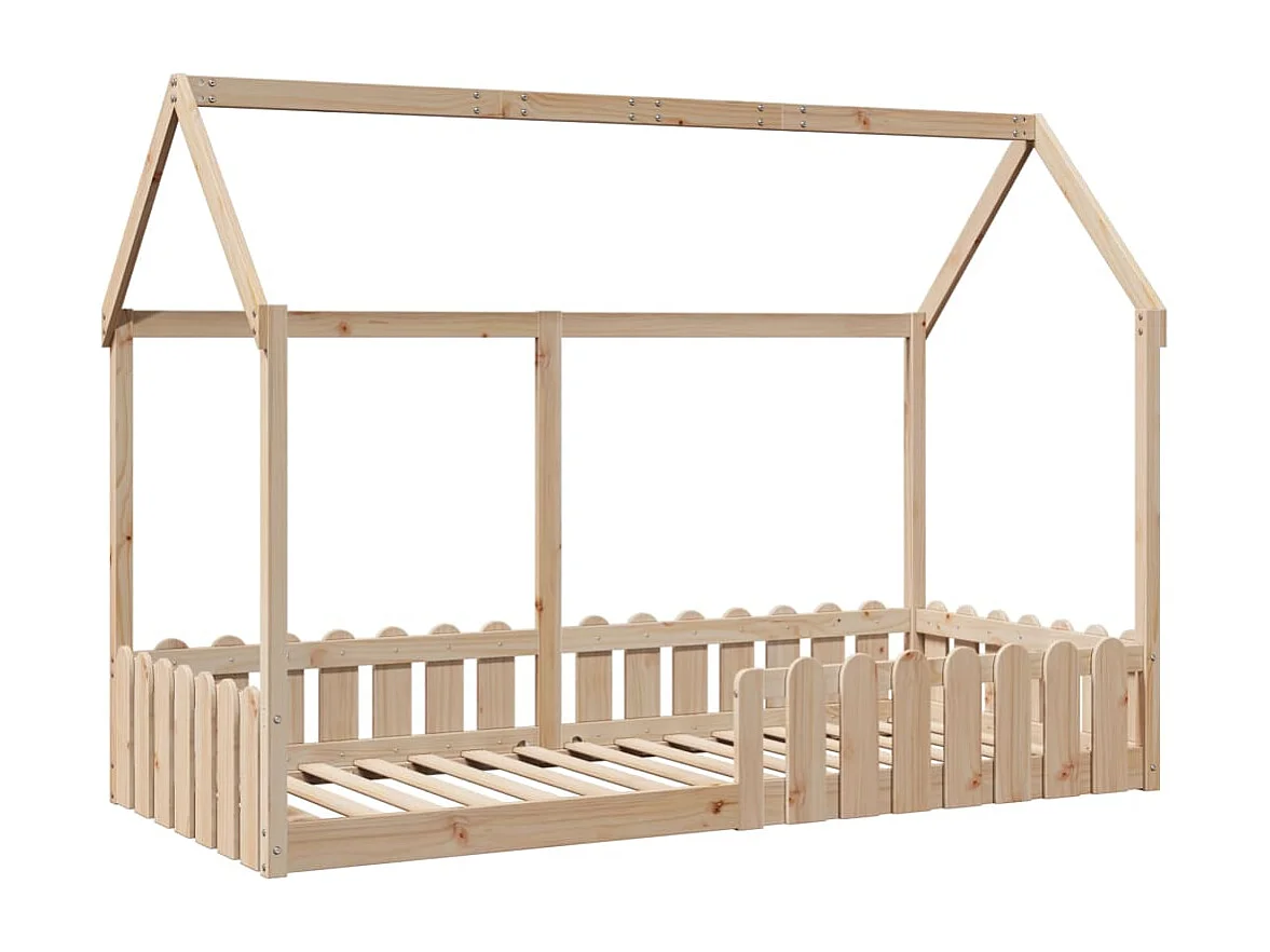 Cadre de lit d'enfants forme de maison sans matelas pin massif