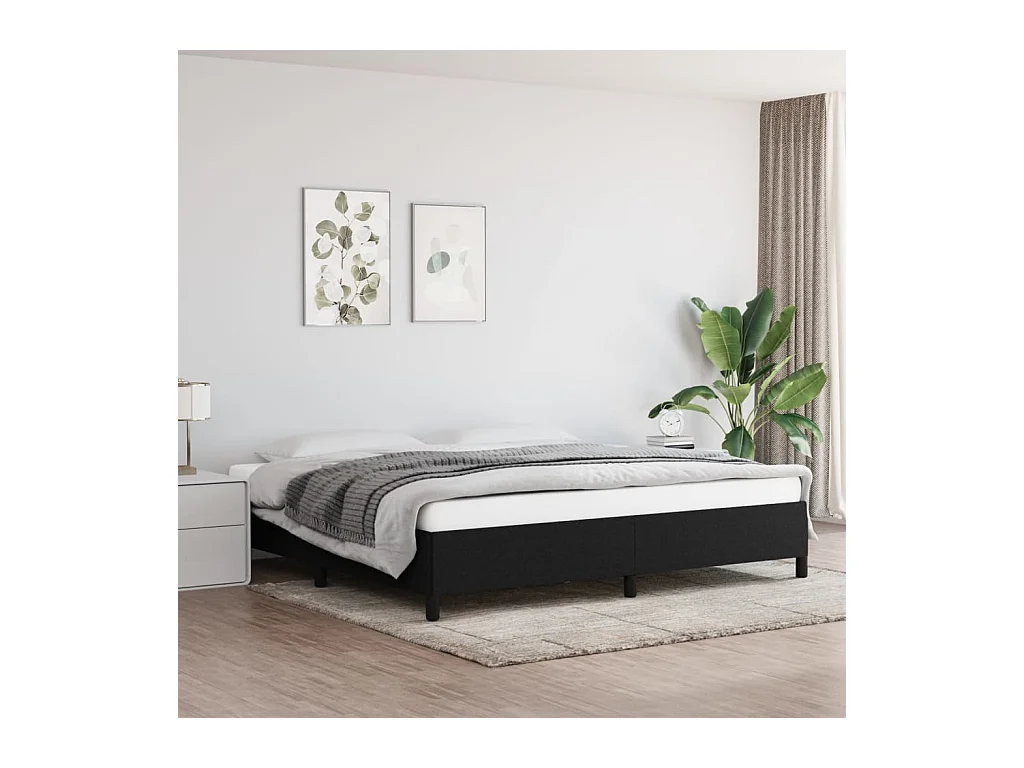 Struttura letto senza materasso tessuto nero 200x200 cm