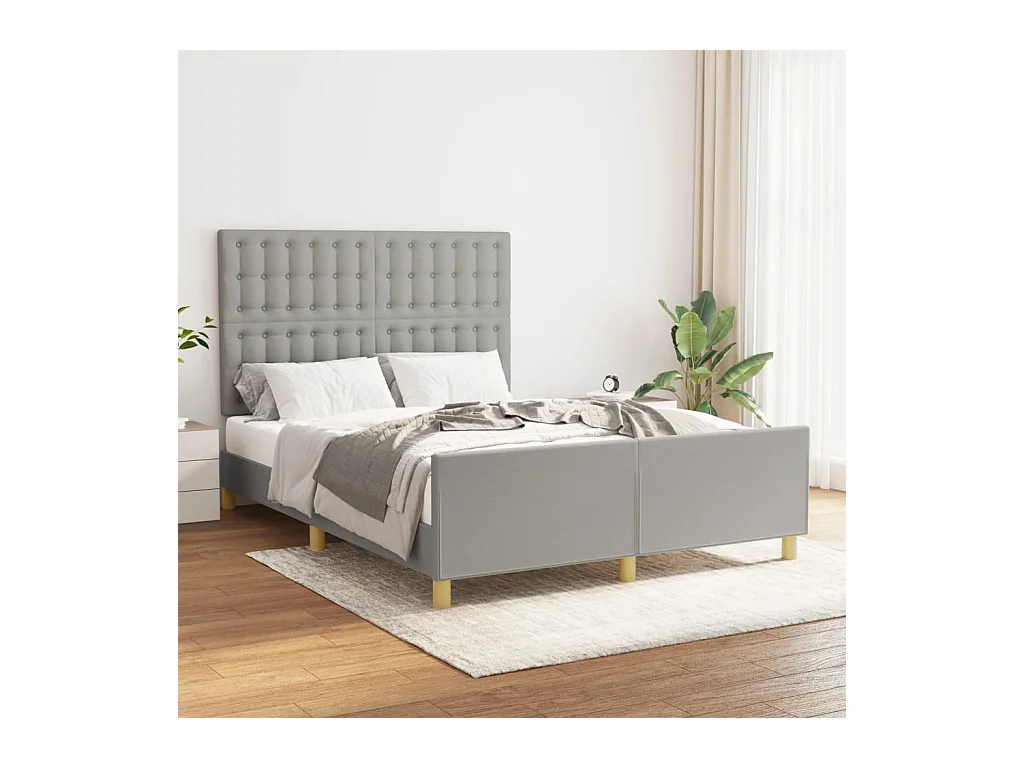 Struttura letto senza materasso tessuto grigio chiaro 140x200 cm