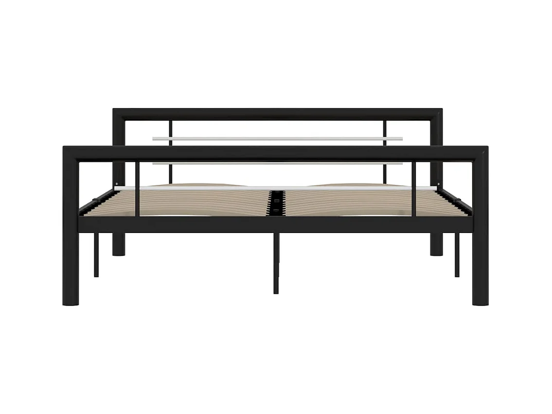 Struttura letto senza materasso in metallo bianco e nero 160x200 cm