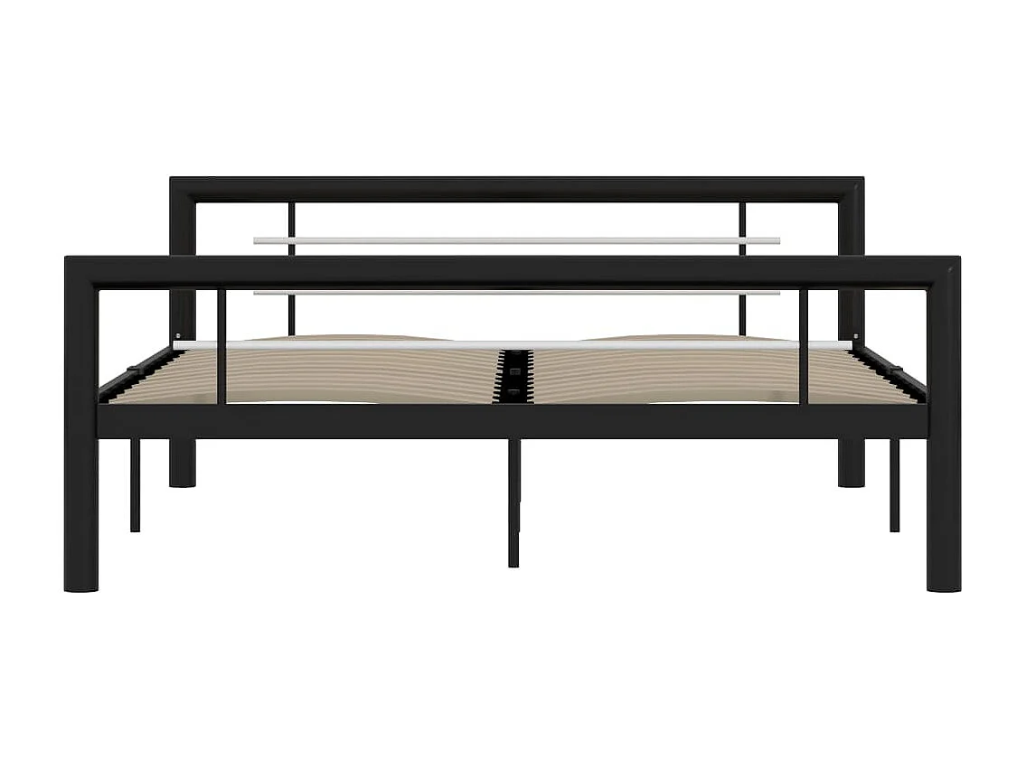 Estructura de cama sin colchón de metal blanco y negro 160x200 cm