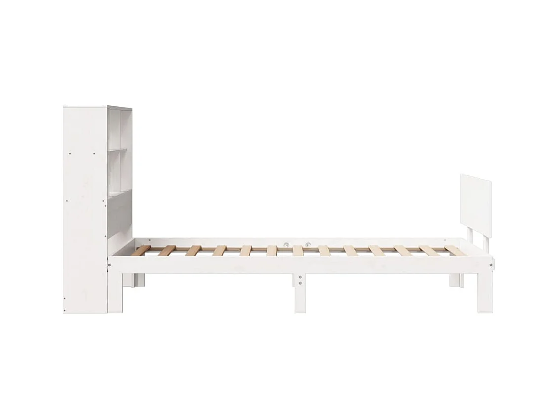 Letto libreria bianco senza materasso 90x200cm in legno massello di pino