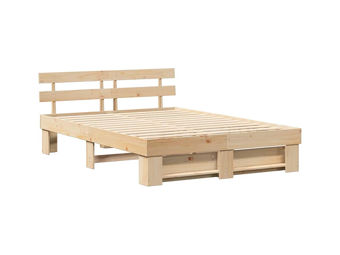 Estructura de cama marrón 150 x 200 cm madera maciza de pino