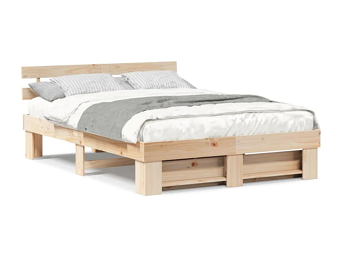 Bruin bedframe 150 x 200 cm massief grenenhout