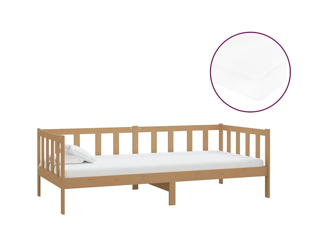 Divano letto e materasso 90x200cm Marrone miele Legno massello di pino