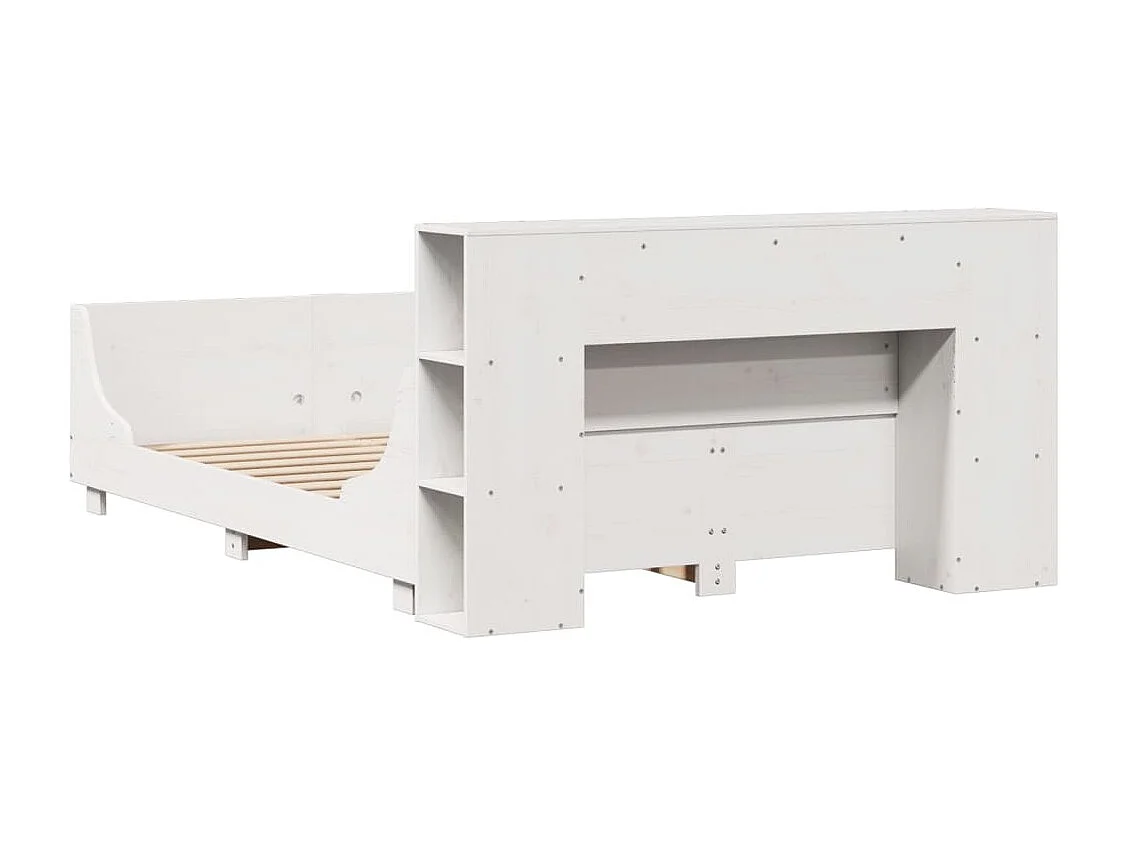 Estructura de cama sin colchón blanca 140x190 cm madera maciza de pino
