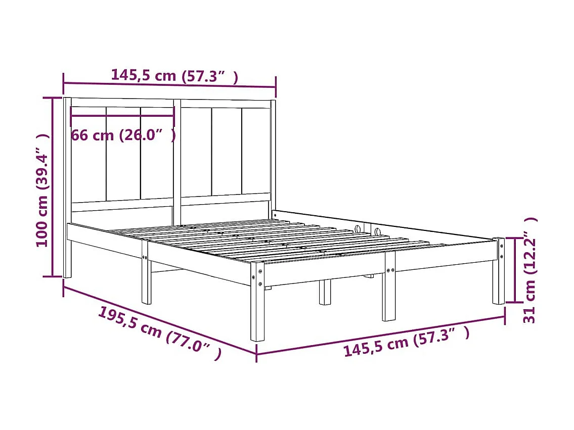 Cadre de lit sans matelas 140x190 cm bois de pin massif
